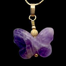 Load image into Gallery viewer, Flutter Carved Light Purple Amethyst Butterfly 14K Gold Filled Pendant 509256AMG