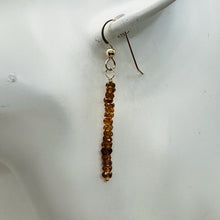 Load image into Gallery viewer, Sapphire Faceted Rondelle 14K Gold Filled Earrings| Pumpkin Orange| 1 1/2" Long|