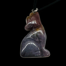 Load image into Gallery viewer, Rainbow Jasper Stone Wolf Pendant | 1 1/2" Long | Pink, Rainbow | 1 Pendant |