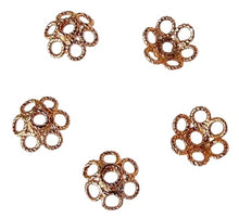 Load image into Gallery viewer, 5 Stunning 22K Rose Gold Over Solid Copper 11.5mm Bead Caps 006958