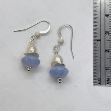 Load image into Gallery viewer, Blue Chalcedony Faceted Pearl Designer Earrings | 1 1/4" Long | Blue, White |