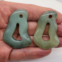Load image into Gallery viewer, Serpentine New Jade 21g Irregular Loop Pendant Beads| 53x40x8mm | Green| 2 Beads