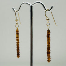 Load image into Gallery viewer, Sapphire Faceted Rondelle 14K Gold Filled Earrings| Pumpkin Orange| 1 1/2" Long|