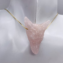 Load image into Gallery viewer, Rose Quartz Carving Wolf Head Pendant Bead | 40x30x10mm | Pink | 1 Bead |