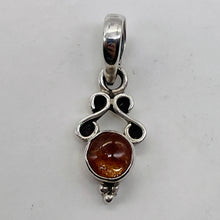 Load image into Gallery viewer, Amber Sterling Silver Bezel Set Pendant | 3/4" Long | Amber | 1 Pendant |