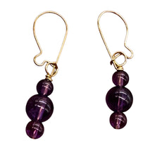 Load image into Gallery viewer, Amethyst 14K Gold Filled Exotic Drop Earrings | Purple/Gold | 2 1/4" Long |