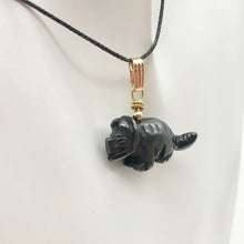 Load image into Gallery viewer, Hematite Triceratops Dinosaur with 14K Gold-Filled Pendant 509303HMG