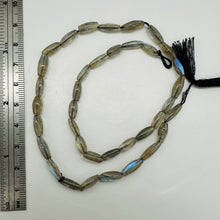 Load image into Gallery viewer, Natural Blue Flash Labradorite Flat Oval Bead Strand 16" 49 Beads Canada