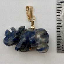 Load image into Gallery viewer, Sodalite Rhinoceros Pendant Necklace|Semi Precious Stone Jewelry|14k Pendant