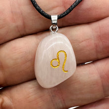 Load image into Gallery viewer, Zodiac Leo Rose Quartz Stone Oval Pendant| 1 1/2" Long | Pink| 1 Pendant |