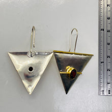 Load image into Gallery viewer, Garnet Sterling Silver Triangle Earrings | 2" Long | Red Silver | 1 Pair |