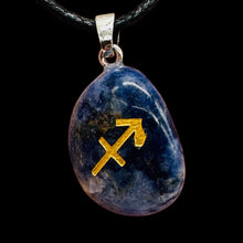 Load image into Gallery viewer, Zodiac Sagittarius Sodalite Stone Pendant | 1 1/2" Long| Blue, White| 1 Pendant|