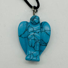 Load image into Gallery viewer, Howlite Stone Angel Pendant Necklace | 3/4' Long | Blue | 1 Pendant Necklace |