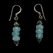 Load image into Gallery viewer, Aquamarine Dangling Sterling Silver Earrings | 1 1/2" Long | Blue, Silver |