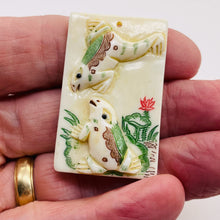 Load image into Gallery viewer, Love Frogs Pendant Bead | 48x30x6mm | White Green | 1 Bead |