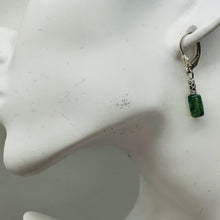 Load image into Gallery viewer, Moss Agate Cube Bead Sterling Silver Earrings | 1 1/4" long | Green, Clear |