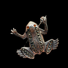 Load image into Gallery viewer, Marcasite Sterling Silver Frog Pin | 1 1/4" Long | Silver | 1 Sweater Pin |