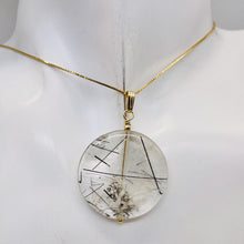 Load image into Gallery viewer, Tourmalinated Quartz Beautiful Round 14K Gold Filled Pendant | 30mm | Disc |