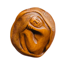 Load image into Gallery viewer, Mermaid on a Lotus Leaf Signed Netsuke Bead | 24x20x14mm | Brown