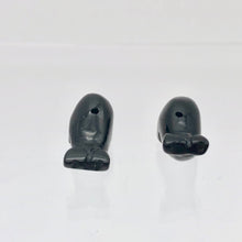 Load image into Gallery viewer, Carved Sea Animals 2 Obsidian Whale Beads | 21x12x10mm | Black