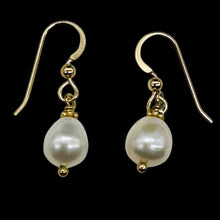 Load image into Gallery viewer, Gorgeous Natural Oval Pearl 14K Gold Filled Earrings | 10xmm Pearl | 1" Long |