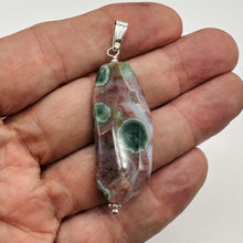 Load image into Gallery viewer, Ocean Jasper Sterling Silver Pendant | 2 1/4" Long | Pink, Green | 1 Pendant |