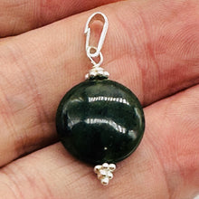 Load image into Gallery viewer, Chinese Jade Sterling Sterling Silver Pendant | Green | 1 1/4" Long | 1 Pendant|