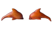 Load image into Gallery viewer, Swimmin' Carved & Signed Boxwood Dolphin Ojime/Netsuke Bead | 33x14x14mm | Brown