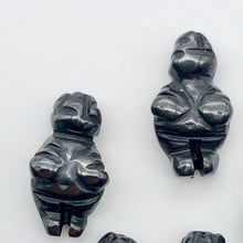 Load image into Gallery viewer, 2 Carved Hematite Goddess of Willendorf Beads | 20x9x7mm | Silver black