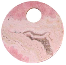 Load image into Gallery viewer, Natural, Untreated Lacy Pink Rhodochrosite 50mm Pi Circle Pendant Bead
