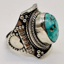 Load image into Gallery viewer, Turquoise Sterling Silver Oval and Heart Ring| Size 10 | Blue | 1 Ring |