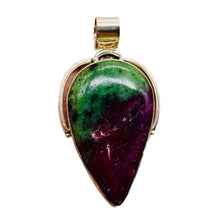 Load image into Gallery viewer, Ruby Zoisite Sterling Silver Goddess Pendant | 2" Long | Red Green | 1 Pendant |