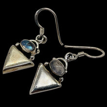 Load image into Gallery viewer, Labradorite & Triangle Sterling Silver Earrings! | 1 1/4" Long |