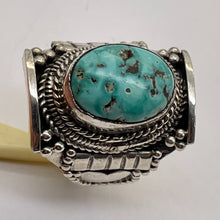 Load image into Gallery viewer, Turquoise Sterling Silver Oval and Heart Ring| Size 10 | Blue | 1 Ring |