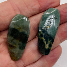 Load image into Gallery viewer, Ocean Jasper Old Stock Long Oval Beads| 45x22x6 to38x20x7mm|Green, Gray| 2 Beads