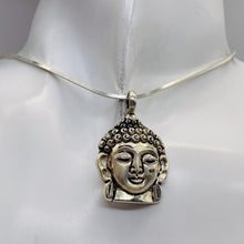 Load image into Gallery viewer, Buddha Head Sterling Silver Buddha Pendant Charm | 1 1/2" Long| Silver| 1 Charm|