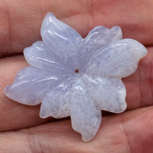Load image into Gallery viewer, Chalcedony 29ct Hand Carved Flower Bead | 30x30x5mm | Blue | 1 Pendant Bead |