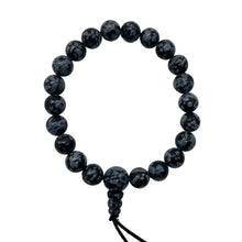 Load image into Gallery viewer, Snow Flake Obsidian 7" Strung Strand Round | 8mm | Black White | 21 Beads
