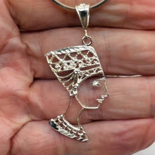 Load image into Gallery viewer, Queen Nefertiti Sterling Silver Image Pendant | 2" Long | Silver | 1 Pendant |