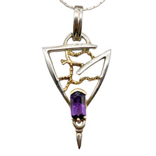 Load image into Gallery viewer, Amethyst Sterling Silver Pendant with 18K Gold Accent