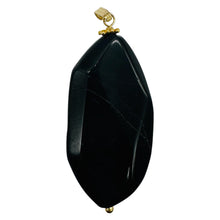 Load image into Gallery viewer, Natural Blue Tiger Eye Faceted Flat Oval Nugget Pendant 2" Blue Black Gemstone