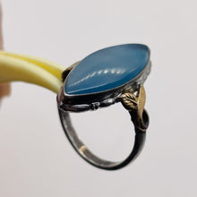 Load image into Gallery viewer, Clear Briolette Agate Sterling Silver 14K Gold Ring | Size 5 | Blue | 1 Ring |