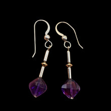 Load image into Gallery viewer, Lilac Faceted Amethyst Sterling Silver Dangle Earrings | 1 1/4" Long | 1 Pair |