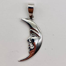 Load image into Gallery viewer, Man in the Moon Sterling Silver Charm | 1 1/4" Long | Silver | 1 Pendant |