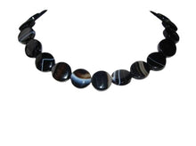Load image into Gallery viewer, Black and White Sardonyx Agate 15mm Coin Bead Strand108580