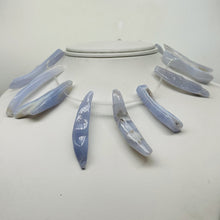 Load image into Gallery viewer, Blue Chalcedony Natural Beads 100g Strand | 63x7 to 43x9mm | 15 Beads |