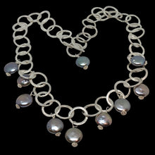 Load image into Gallery viewer, Perfect Moonrise Freshwater Pearl and Silver Circle Chain Necklace 209408