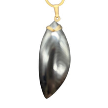 Load image into Gallery viewer, Psilomelane AAA with Spakling Crystals Marquise Pendant | 48x20x8mm | Black |