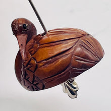 Load image into Gallery viewer, Grace Carved & Signed Boxwood Crane Bird Ojime/Netsuke Bead | 24x19x18mm | Brown