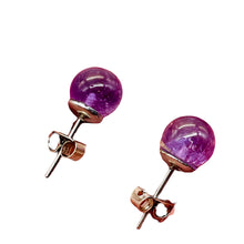 Load image into Gallery viewer, Fashion Amethyst Stud Round Earrings | 8mm | Purple | 1 Pair |